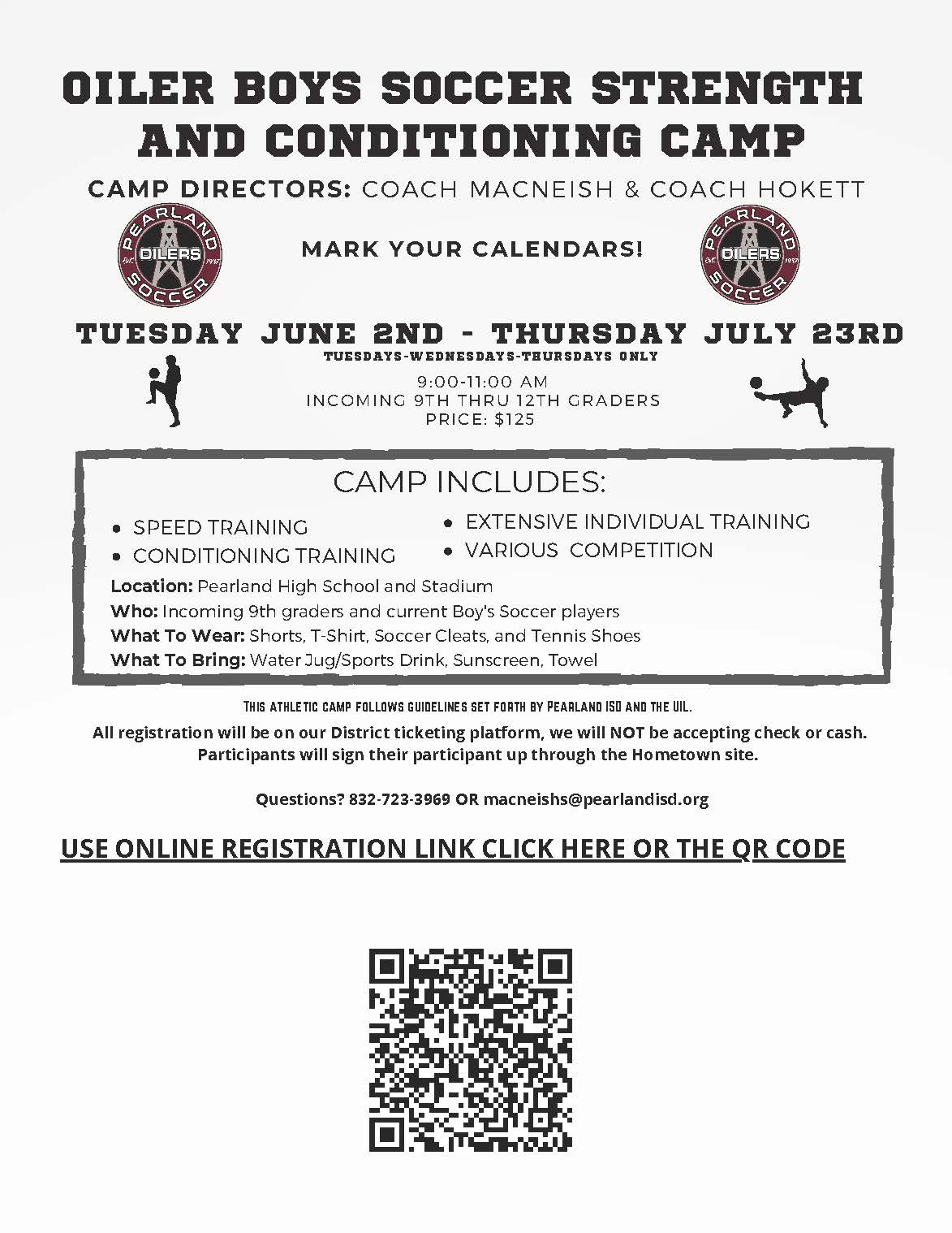Pearland Oiler Boys Soccer Strength and Speed Camp 2026